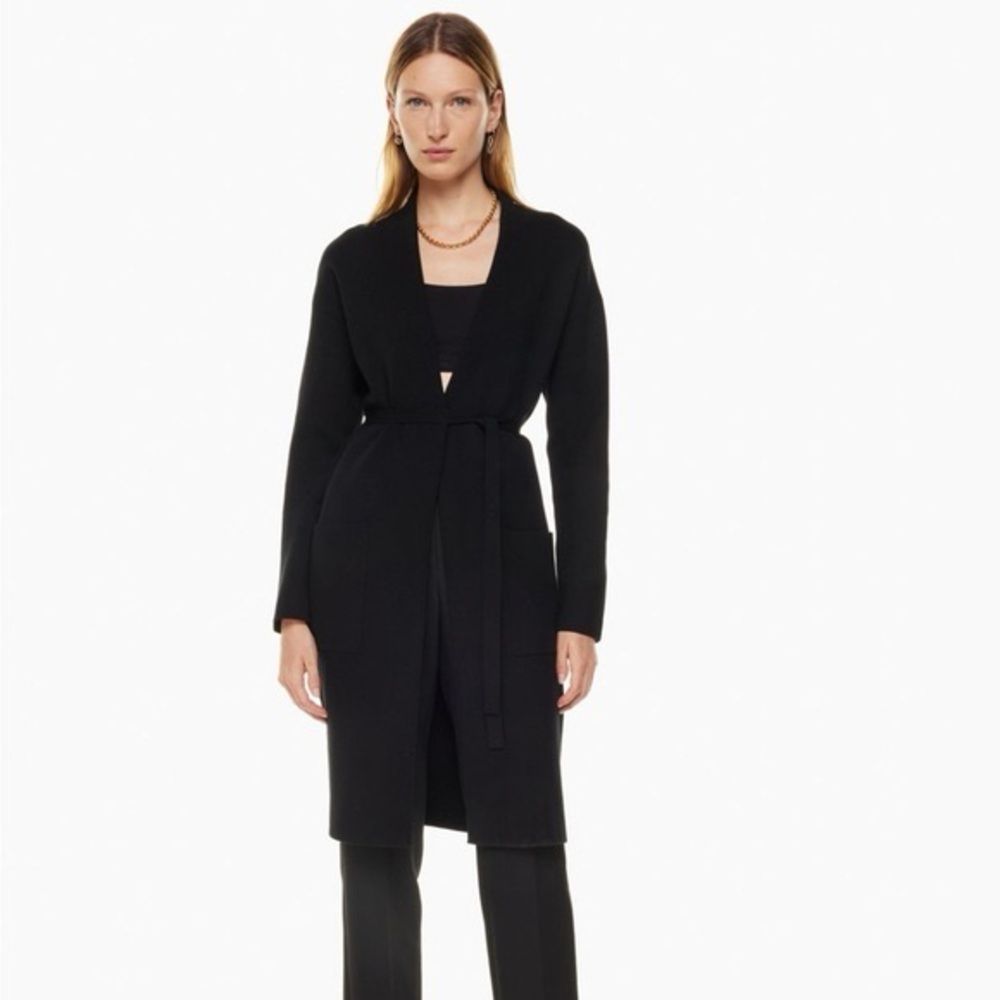 Aritzia Babaton Ty Duster Longline Cardigan Xs Black
